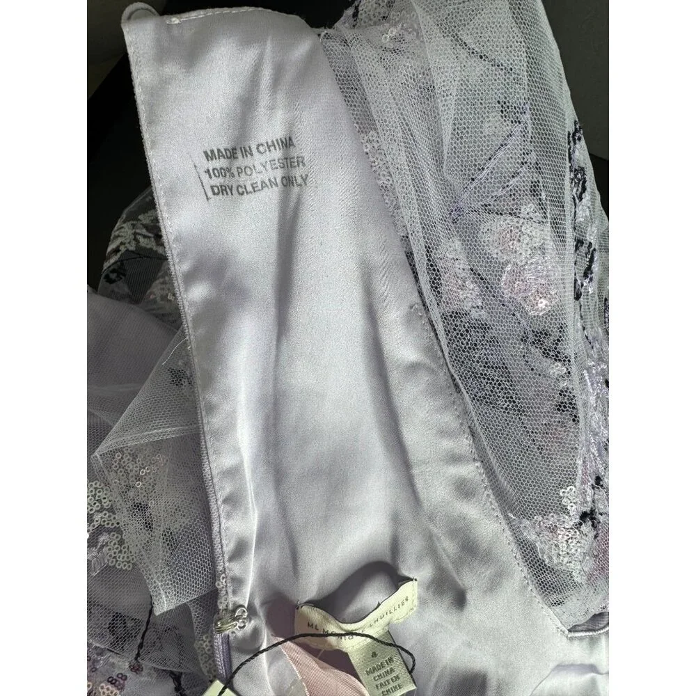 NWT ML Monique Lhuillier Floral Embroidered Mini Dress Size 4 Embellished Rare - Picture 14 of 16